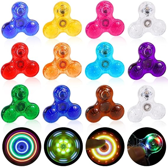 Fidget Spinners 12 Pack, Light Up Mini Fidget Spinner Bulk Party Supplies