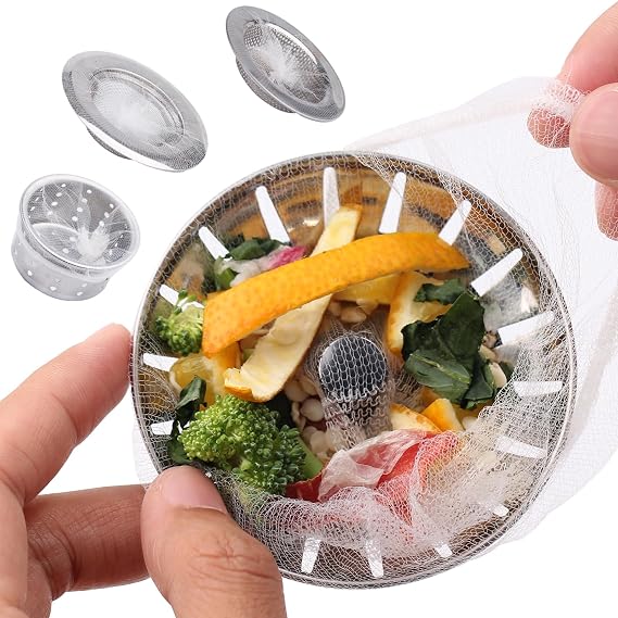 400 Pack Disposable Drain Covers, Disposable Sourdough Mesh Sink Strainer Pouches, Drain Catcher Mesh Cover Nets One Use Sourdough for Kitchen Sink, Kitchen and Bathroom Strainer Pouches