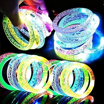 AMENON 24 Pack Glow In The Dark LED Bracelets 4th of July Party Favors for Kids Party Supplies Flashing Light Up Bracelet Glow Sticks Toys Accessory Concert Birthday Party Games Patriotic 250th Gifts