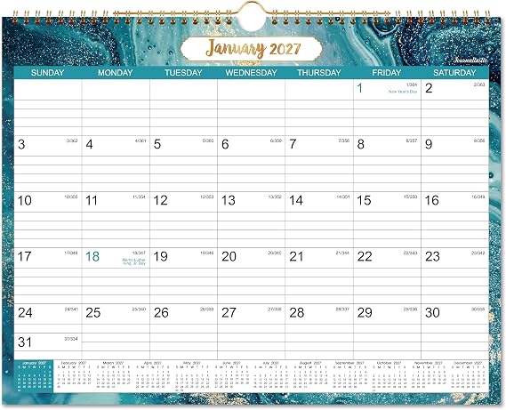 2027 Calendar - 2027 Wall Calendar with Julian Date 14.76x 11.6
