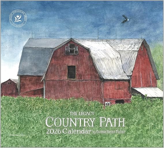 Legacy Publishing Group 2026 Wall Calendar 12-Month Schedule Organizer 12 x 13 Inch Paper With Brass Grommet Country Path