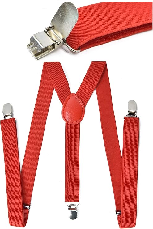 DAZCOS Anime Cosplay Suspenders Red Y Shape with Strong Clips for Mens and Women Costume Accessory