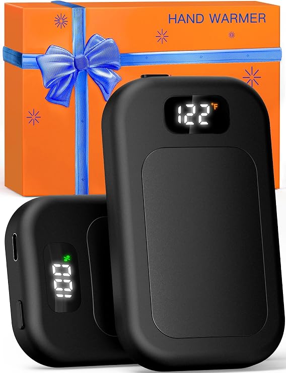 AI Hand Warmers Rechargeable 2 Pack, 3 Heat Levels (104121F), Real-Time Temp & Battery Display, Electric Hand Warmers, Fast Heating, Fits in Gloves/Pocket, Gifts for Women & Men