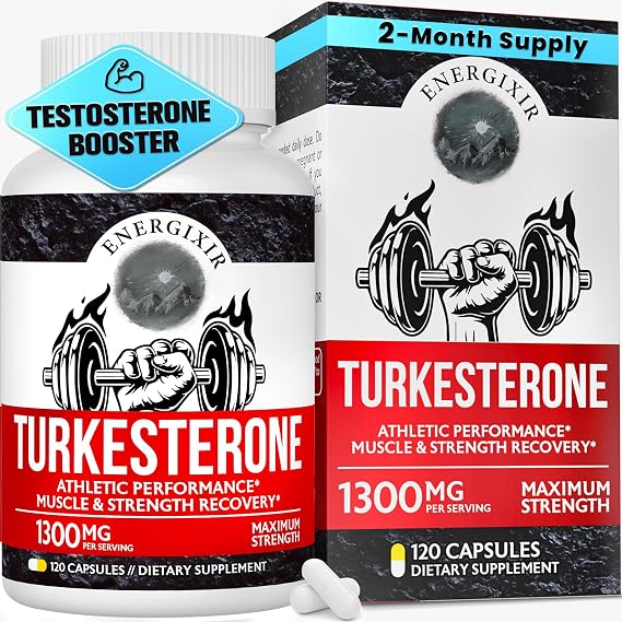 Testosterone Supplement for Men, Max Purity 95% Testosterone Booster for Men, Turkesterone for More Energy, Strength, Stamina, Endurance, Muscle Growth & Recovery, Performance, 60 Days Supply
