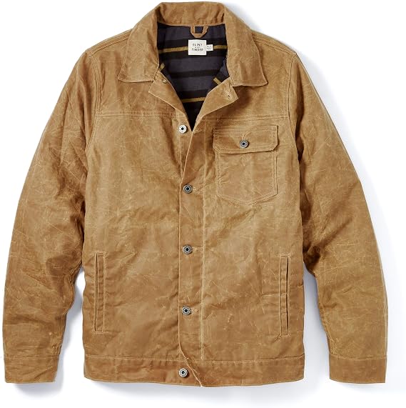 Huckberry Flint and Tinder Men's Flannel-Lined Waxed Trucker Jacket