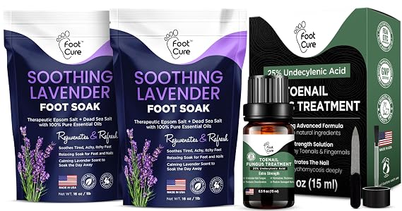 Soothing Lavender Foot Soak with Epsom Salt - Best Toenail Treatment, Softens Calluses - Soothes Sore & Tired Feet, Toenail Treatment Liquid