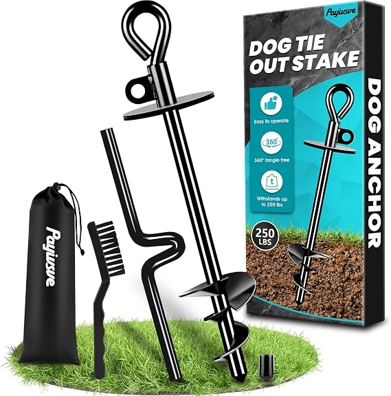 Dog Tie Out Stake, Dog Stakes for Outside Camping/Yard/Beach