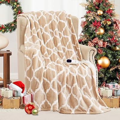 Homemate Heated Blanket Electric Twin Size - 62x84 Heating Blanket with 10 Fast Heat Levels 8 Hours Auto Off Ultra Soft Cozy Flannel Over-Heated Protection ETL Certification Keep Warming in Home