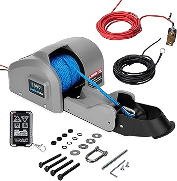 Trac Outdoors Deckboat 40 AutoDeploy-G3 Electric Anchor Winch - Anchors Up to 40 lb. - Includes 100-feet of Pre-Wound Anchor Rope with Use 69005, Gray