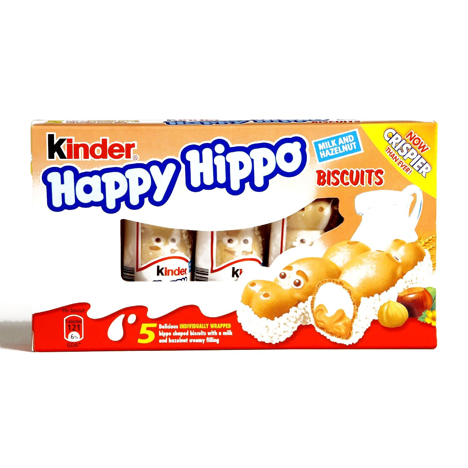 Kinder Happy Hippo Hazelnut Biscuit 5-Pack 0.73 oz each 4 Items Per Order