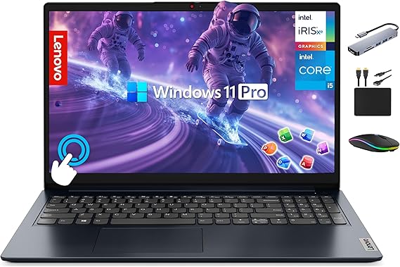 Lenovo IdeaPad 15.6" FHD Touchscreen Laptop Computer 2025, 10-Core Intel i5-1235U (Beat i7-1195G7), 16GB RAM, 1TB Storage (512GB SSD + 500GB Ext), MarxsolAccessory, Lifetime MS Office 2024, Win 11 Pro