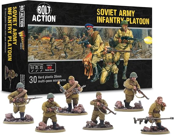 Warlord Games Soviet Army Infantry Platoon - 28mm Scale Plastic Miniatures for Bolt Action Highly Detailed World War 2 Miniatures