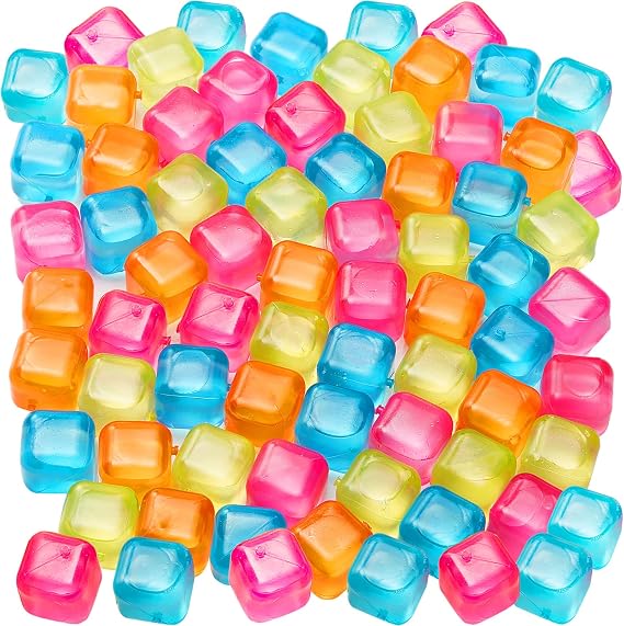 Reusable Ice Cubes, 60Pcs Plastic Ice Cubes, Square, Multicolor