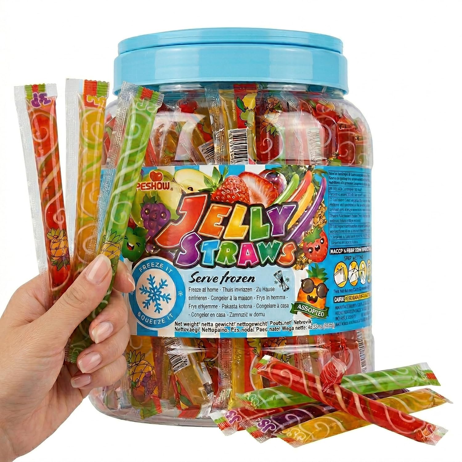 Jelly Straws 1.4 kg - XXL Large Pack Ideal for Saving Delicious Fruit Jelly Bands Jelly Strips Straws Fruit Gum Sticks/Jelly Fruit Strips Perfect for Summer