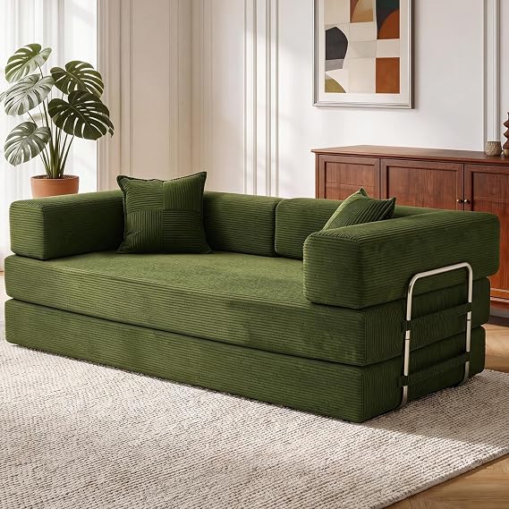 Vipbear Premium Boneless Couch, 79" L 5-in-1 Ergonomic 3 Seater Versatile Modular Sectional Sofa for Living Room, Green
