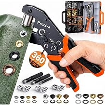 Preciva 3-Size Grommet Tool Kit of 1/2" 1/4" 3/8" - 360Pcs Eyelets Setting Tool & Hole Punch | Heavy Duty Eyelet Tool Kit for Tarps, Tents, Canvas, Vinyl & Leather Crafting