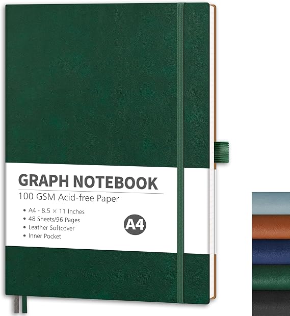 RETTACY Graph Grid Paper Notebook, 96 Pages, A4 Large Size (8.5'' x 11'')