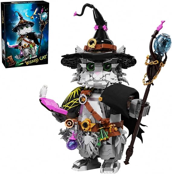 Magic School Wizard Cat Building Block Set 1458 Pcs