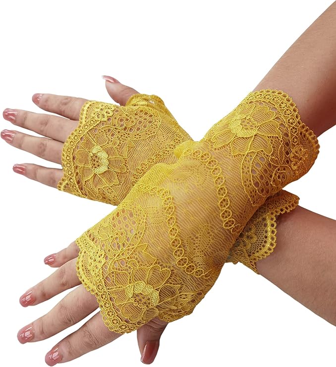 YHDDYG Women Lace Glove Fingerless Party Gloves S62