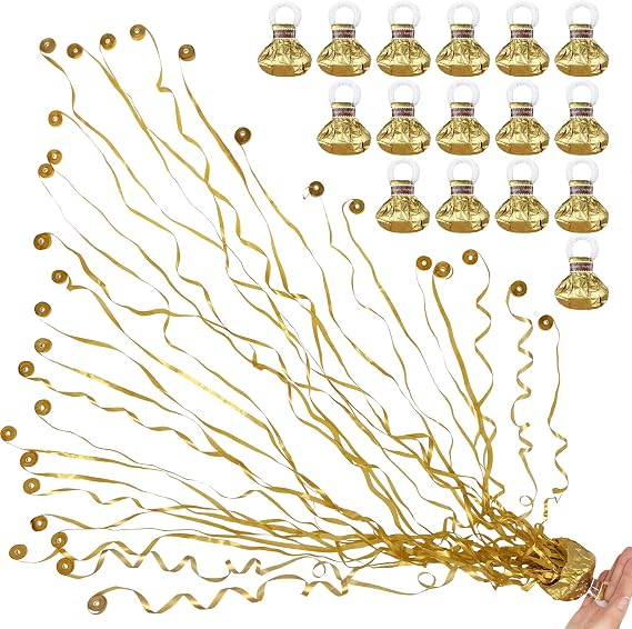 16 Pack Streamers Poppers Party Poppers Hand Throw Streamers for Birthday Wedding Graduation Engagement Retirement Party Supplies (Gold)