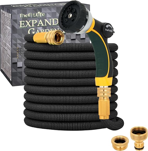 TheFitLife Expandable Garden Hose 15 M, Flexible Water Hose with Nozzle