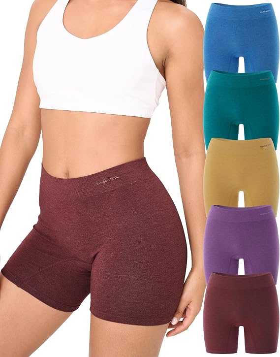 BAMBOO COOL Womens Boyshorts Underwear Anti Chafing Boxer Briefs Panties | Soft Cooling, Breathable than Cotton, Moisture-Wicking, Full Coverage, No Ride Up Smooth, High waist, Seamless Under Dresses