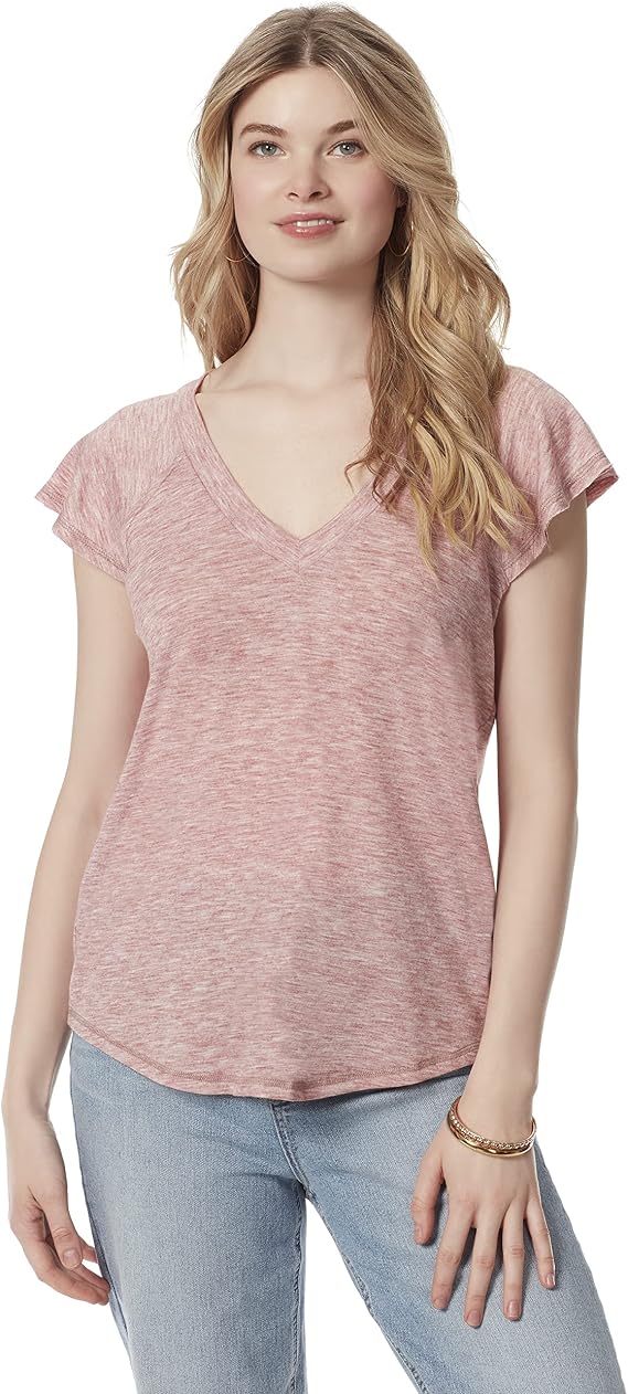Jessica Simpson Women's Gracie Flutter Sleeve Tee Shirt