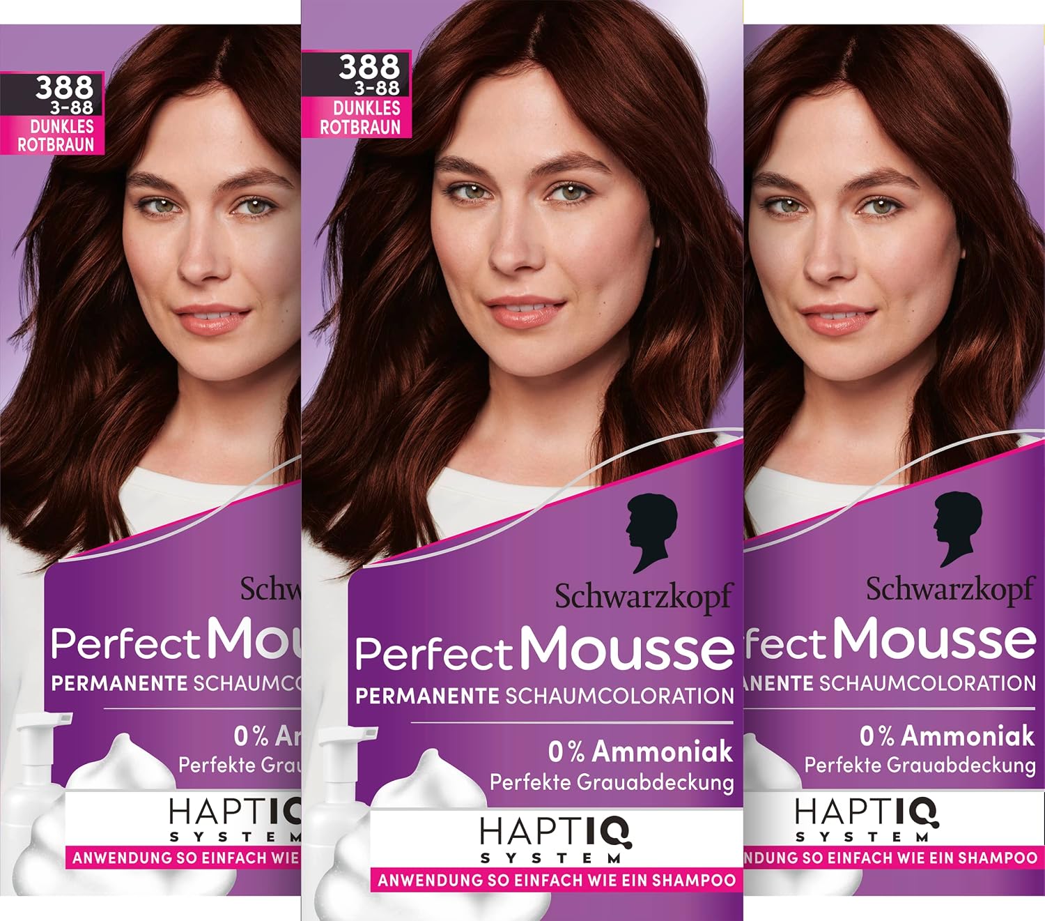 Schwarzkopf Perfect Mousse Permanent Foam Colouration 200/1-0 Black (3 x 92.5 ml), Hair Colour with Perfect Grey Coverage, Colouration for Intensive Care and Radiant Shine