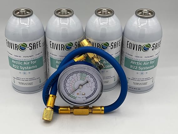 Arctic Air for R22 Systems, 4 Cans and Brass Gauge, Envirosafe