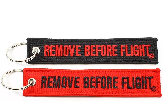 Remove Before Flight Key Chain - Black & Red Combo 2 Pack