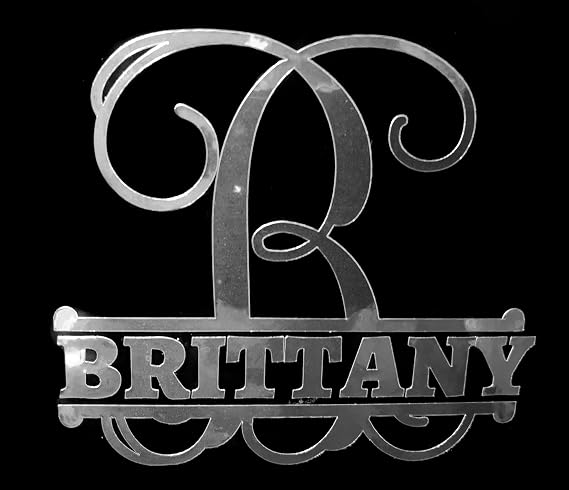 Custom Personalized Metallic Vine Monogram Name Letter Initial Sticker Decal for Cups, Laptops, Tumblers, Car Window (8", Silver Chrome)