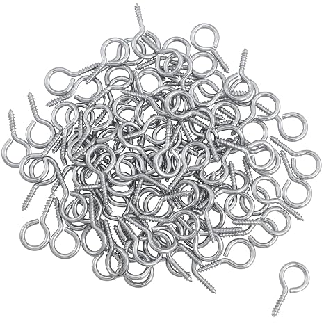 100PCS 0.67 inches Stainless Steel Eye Screws, Heavy Duty Screw, Eye Hooks Screw Eye Bolts Eye Hooks Screw