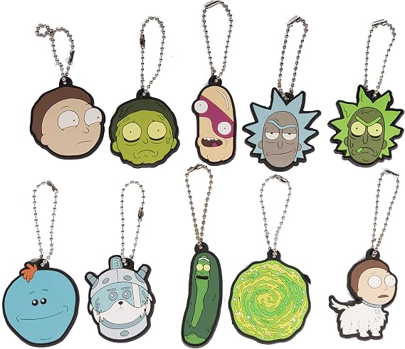 Party Favors- Set of 10 Officially Licensed Rick And Morty Key Chains/ Charms