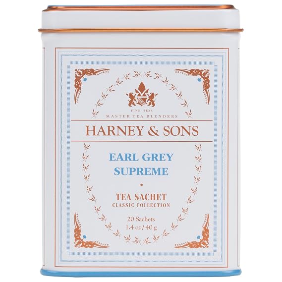 Harney & Sons Earl Grey Supreme, Black Tea, 20 Sachets | Black tea with bergamot oil and silver tips. Contains caffeine.