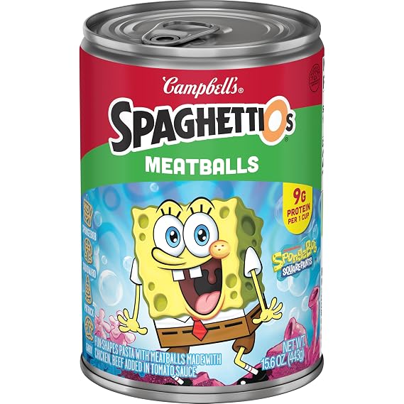 Campbell's SpaghettiOs SpongeBob Canned Pasta With Meatballs, 15.6 oz Can