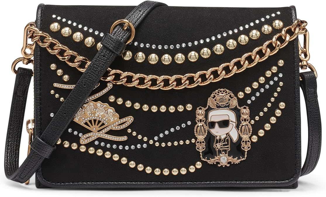 KARL LAGERFELD Women's Lourdes Crossbody Bag with Pearl Embellishments