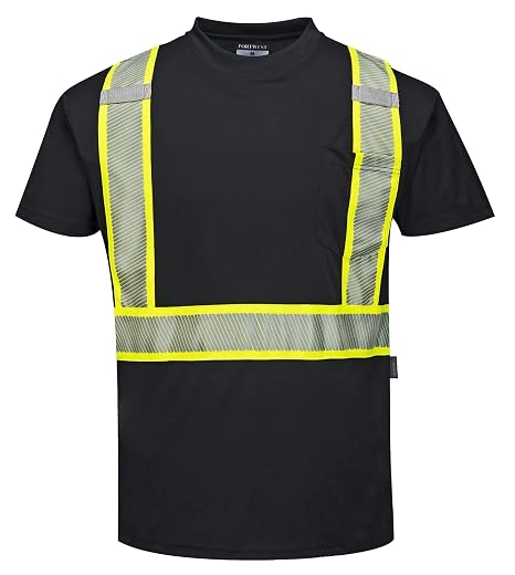 Portwest S396 Iona Short Sleeve Safety Work T Shirt with HiVis Reflective Tape, 3 XL