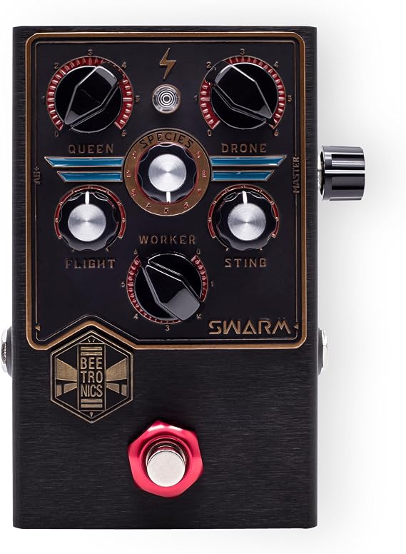 Beetronics Swarm Fuzz Harmonizer Pedal - Analog Fuzz Guitar Effect Pedal with 9 Sub-Harmony Intervals - Reactive Modulation Controls