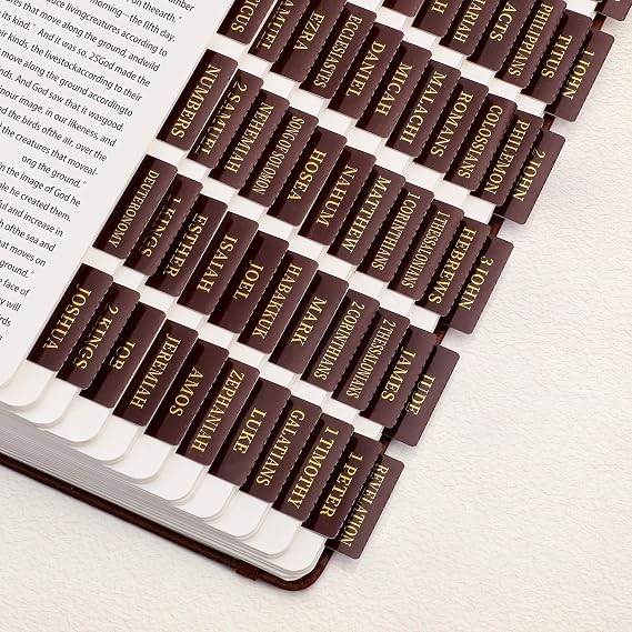 RETTACY Bible Tabs, for Women & Men, 66 Tabs for Old & New Testament | Additional 18 Tabs for Apocrypha, Bible Study Supplies & Christian Gifts (Brown)