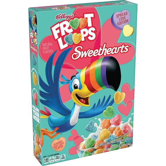 Froot Loops Sweethearts Breakfast Cereal, Fruit Flavored, Valentine's Day Snacks, Original, 8.7oz Box (1 Box)