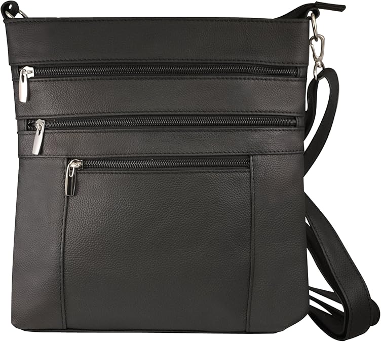 Multi Pocket Body Purse - Deep Main Compartment, Adjustable Shoulder Strap - Black