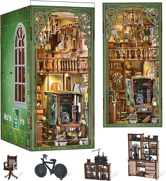 MiniCity Radium Lady DIY Book Nook Kit, 3D Wooden Miniature House with LED