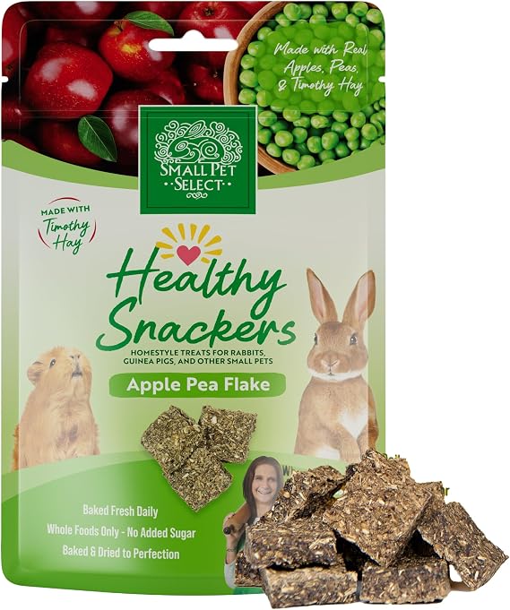 Small Pet Select Healthy Snackers, Apple Pea Flake, Rabbits, 2 oz | Wholesome Real-Fruit Snack, Hand-Packed, For Guinea Pigs, Bunnies, Chinchillas, Hamsters & Small Pets