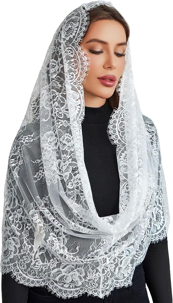 Avidlove Infinity Lace Mantilla Veil Chapel Mass Head Covering Latin Scarf