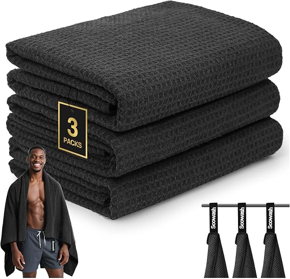 Microfiber Sweat Towel, Quick Dry Negative Ions 3 Pack 27x55 in