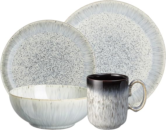 Denby USA Kitchen Breakfast Collection 16 Piece Set with Spotted