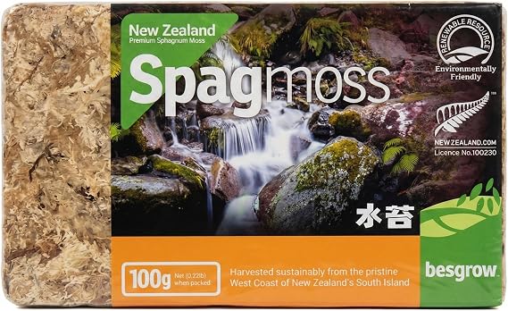 besgrow Premium New Zealand Sphagnum Moss, 100g (8L When Hydrated) - Harvested Sustainably from The Pristine West Coast of New Zealand's South Island