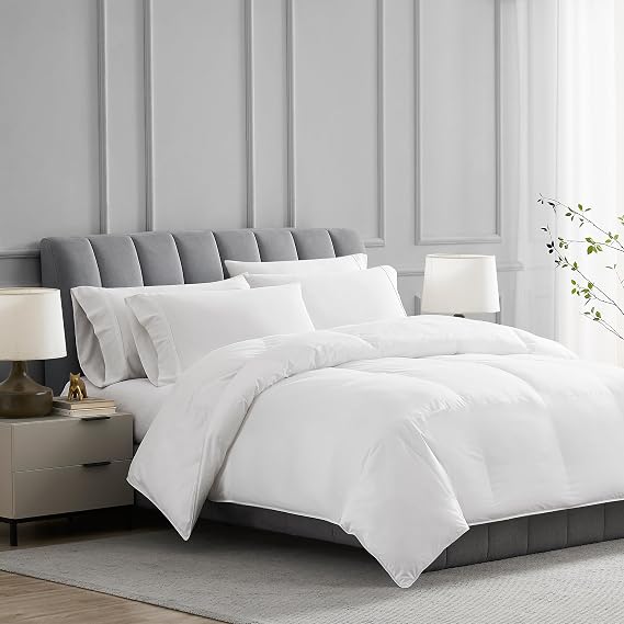 DOWNLITE All Season Pyrenees Down Comforter with Duvet Tabs by Stearns & Foster (Hypoallergenic) (Oversized King)
