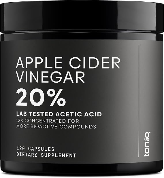 Toniiq Apple Cider Vinegar Capsules - Ultra High Potency 2,010mg Formula | With 20% Acetic Acid & Cayenne Pepper - Made with the Mother - Third-Party Lab Tested - 120 Capsules