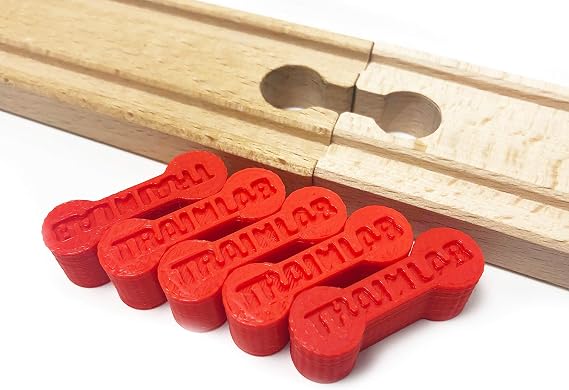 TrainLab Dog Bone Train Track Adapter Connectors (5pcs) (Red)